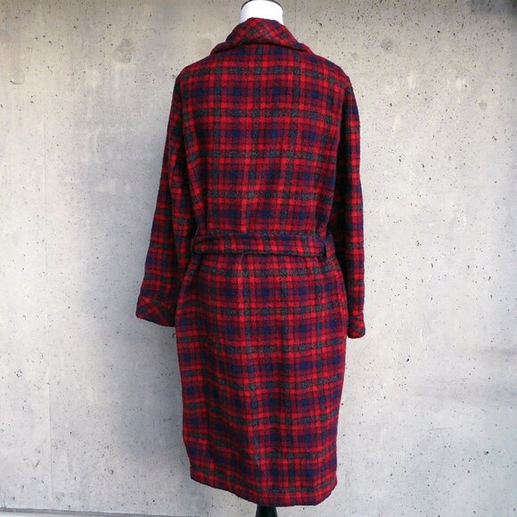 Vintage LLOYD Menswear plaid wool robe / smoking jacket, red& blue, Britain - Picture 5 of 10